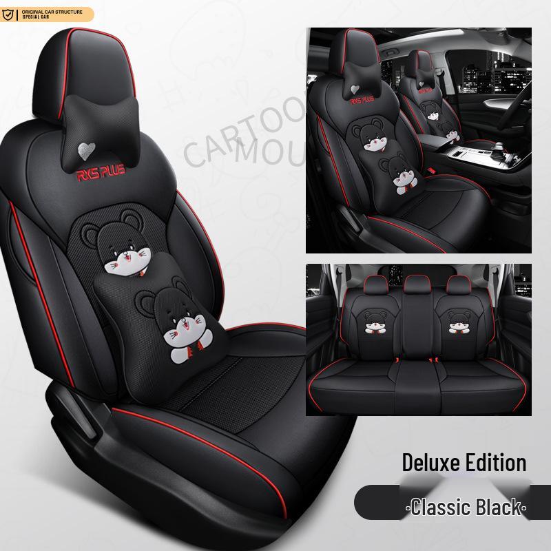 Roewe PLUS All-Season Full Coverage Leather Mesh Fabric Car Seat Cover for Five-Seaters