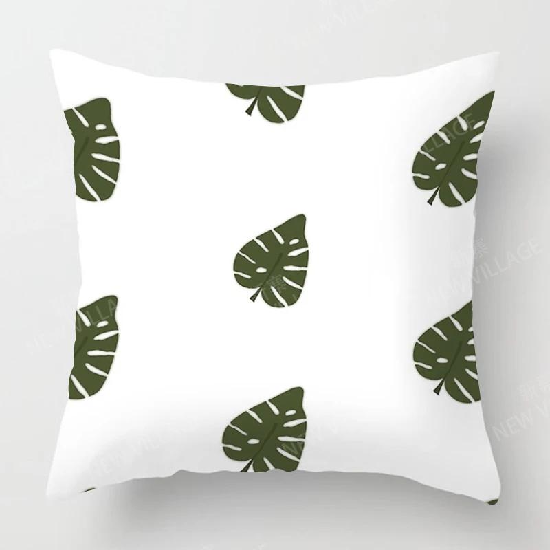 Nordic Fall Home Decor Autumn Throw Pillow Case Sofa Cushion Cover Modern 45X45Cm 45*45 50X50 60X60Cm 40*40Cm Leaf Plant Green
