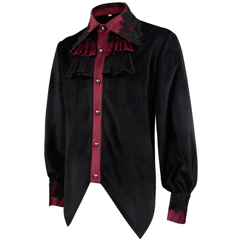 Men’s Halloween Medieval Costume Lace Pleated Shirt