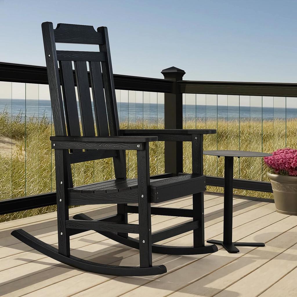 Porch Rocker HIPS Outdoor Rocking Chair High Back 2 Pcs 400 Lbs Weight