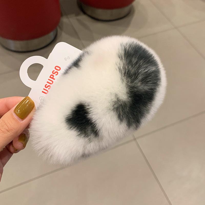 Autumn and Winter Clip Furry Hairpin Korean Super Fairy Plush Hair Accessories Rex Rabbit Fur Super Cute Fur BB Side Clip