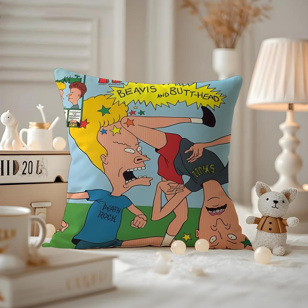 

Beavis And Butthead Tv Anime Cushion Cover Anti-dustmite Pillowcase Invisible Zipper Silky Short Plush Sofa Cushion Cover 12x12Inch