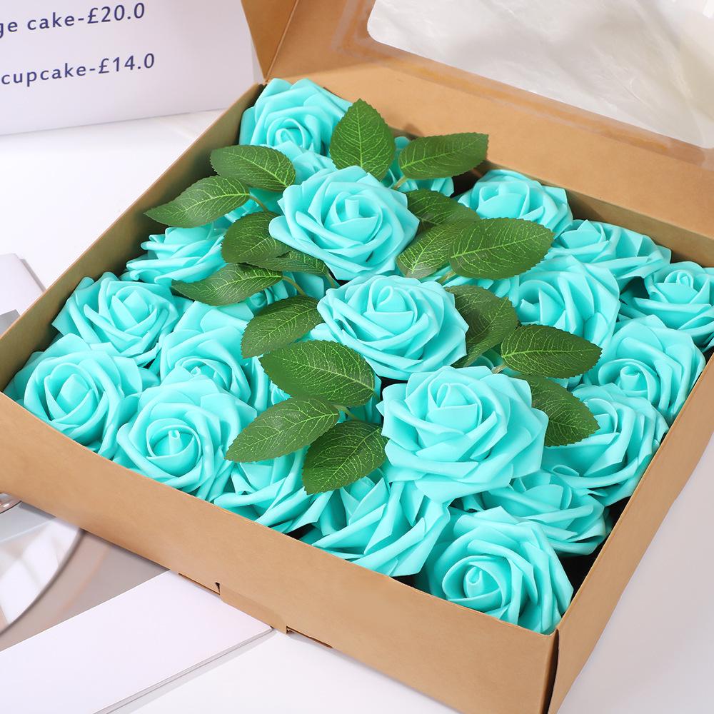 8cm Foam Rose Artificial Flower with Stem for Weddings and Valentine's Day