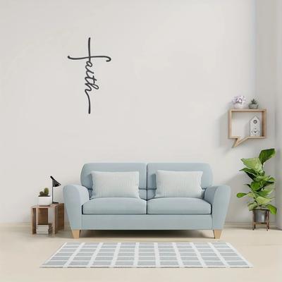 Creative Metal Portrait - Frameless Modern Iron Mural with Faith Cross, Stylish Hanging Decoration for Any Space
