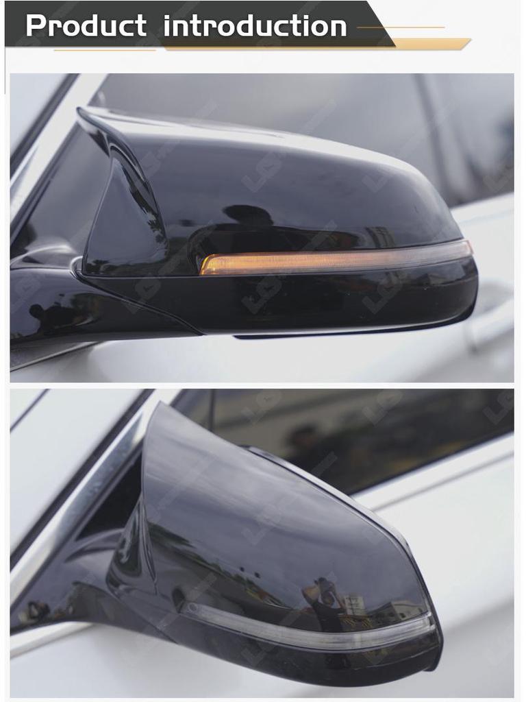 Compatible with BMW 5 Series F10 LCI Late Model, Left or Right-Hand Drive, Glossy Black Carbon Fiber Rearview Mirror Cover.
