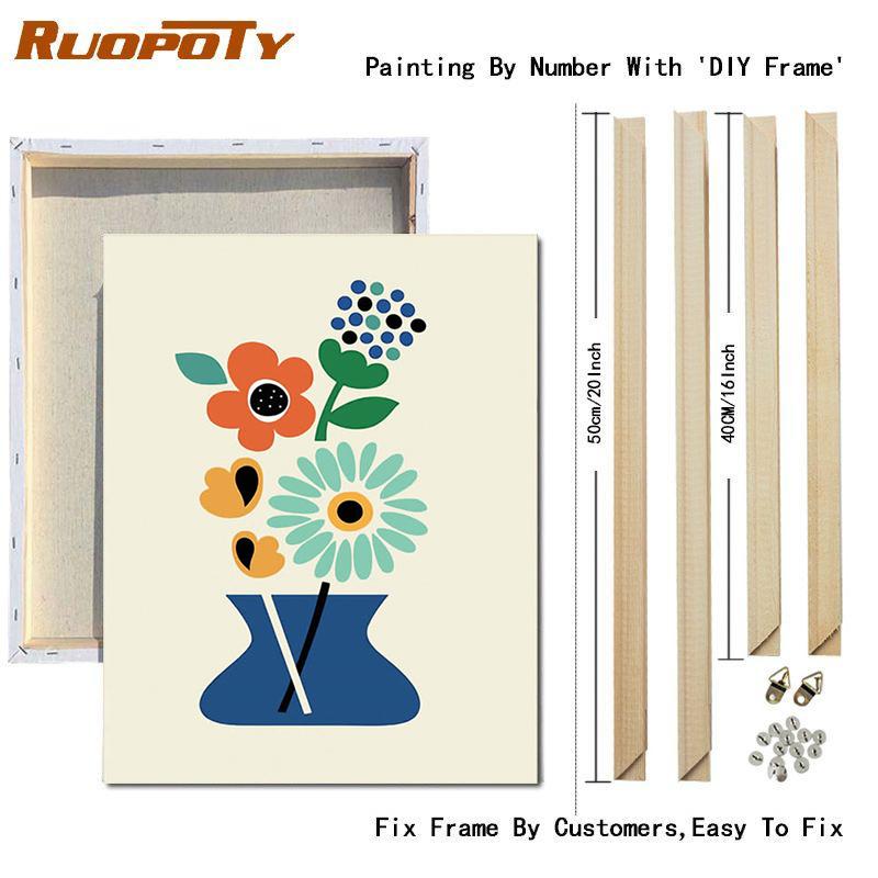 RUOPOTY Painting By Numbers Cartoon Animals Unique Gift Home Decoration Wall Art Coloring By Number Children's Room Decor