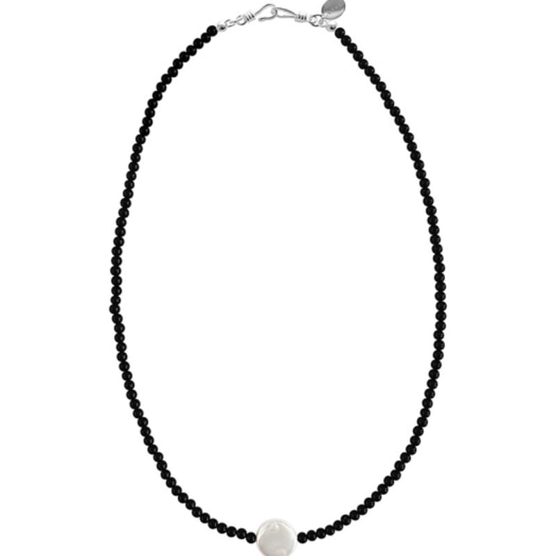 efor. Flat Pearl Dew Drop Necklace BK