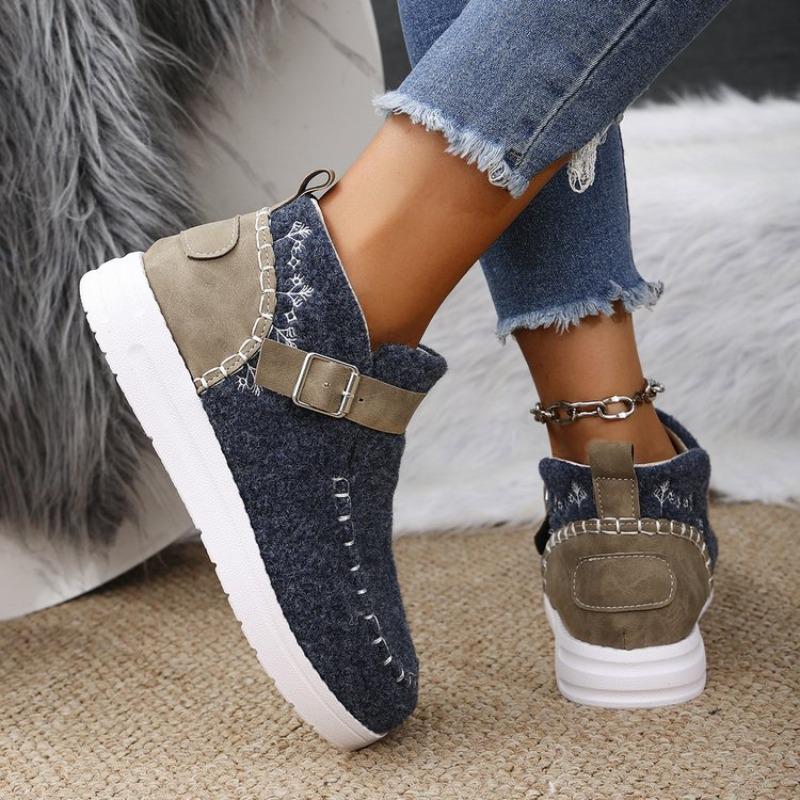 Plus Size Snow Boots for Women 2025 Autumn and Winter New Flat-heeled Low-top Cotton Shoes for Women in Cotton Boots