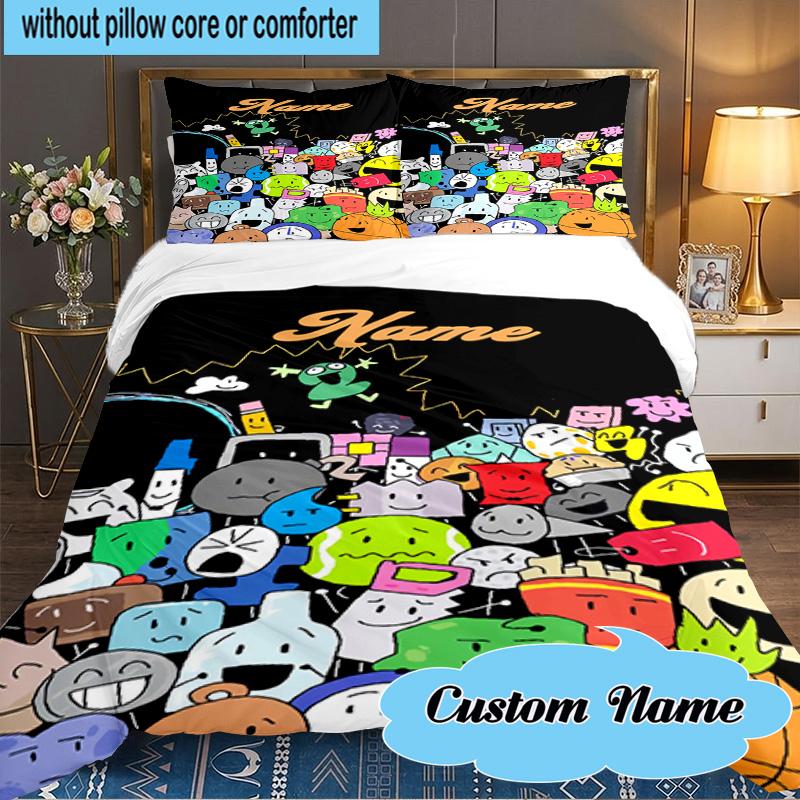 Custom Name 3PCS Cartoon Dream Island Bedding Set Including 1pc Duvet Cover And 2pcs Pillowcases for Bedroom, Dormitory Gift Home Decor