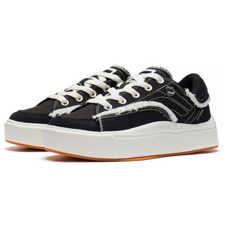 Li Ning Comfy Casual Low top Skateboard Shoes Men's Black White AGCS035-1