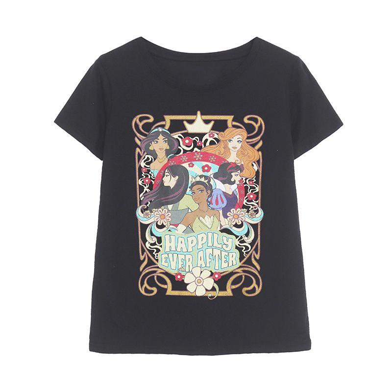 

Younger Pattern Print Short Sleeve Silm Comfortable Top Cartoon Image color S