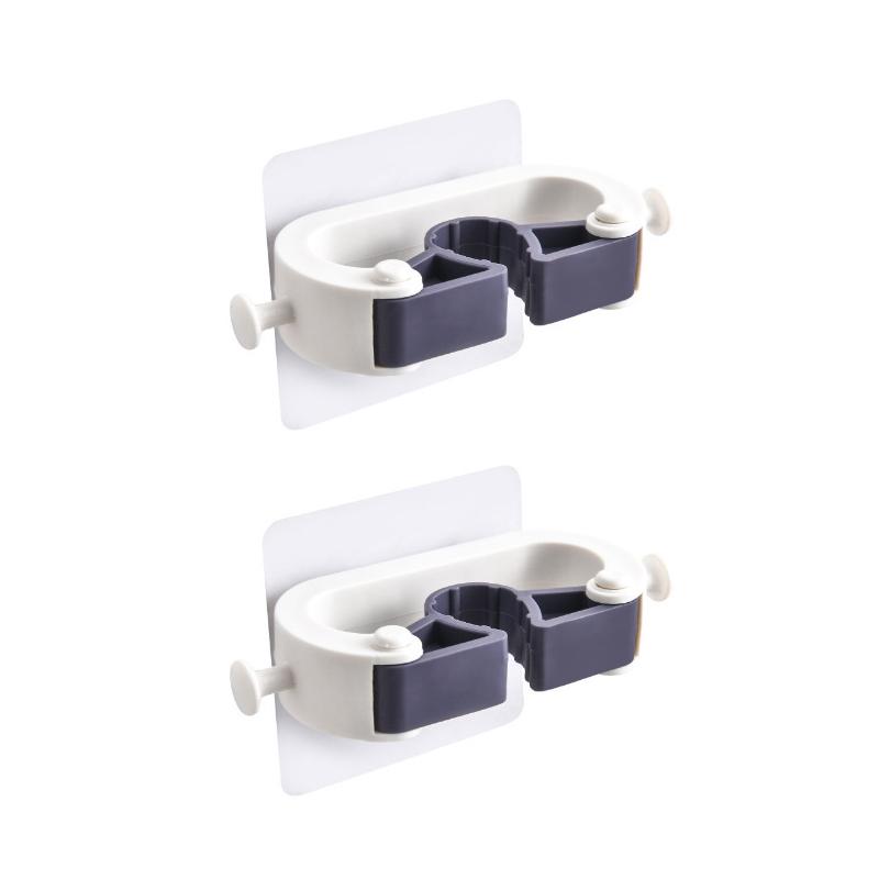 No Punching Mop Broom Holder Rack Grippers Clips Wall Mount Home Appliance Multi-Purpose Hooks Kitchen Bathroom Organizer