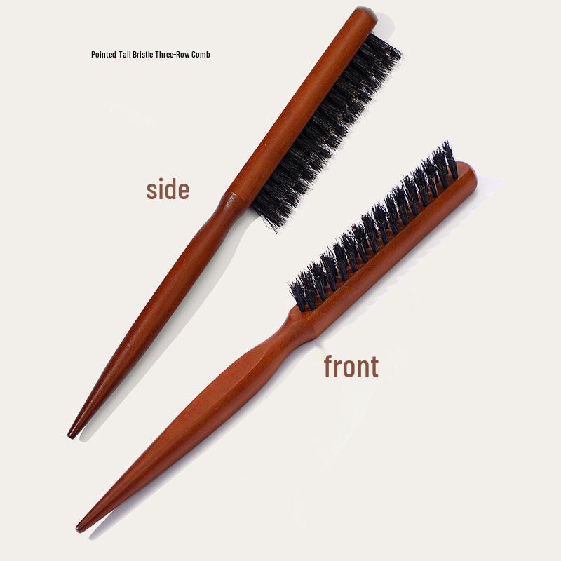 Cross-Border Triple Row Boar Bristle Styling and Teasing Comb with Pointed Tail