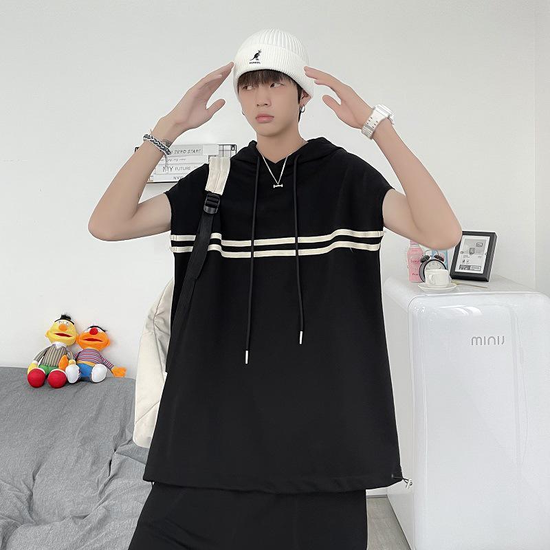 Men's Trendy Summer Hooded Sleeveless Tank and Shorts Set - Casual Two-Piece Sportswear