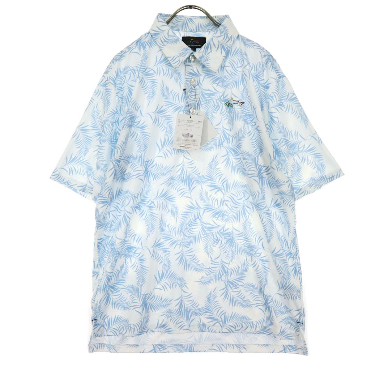 

неиспользованная вышивка GREG NORMAN Point узор Лист Короткий рукав Рубашка поло Мужская Б/у