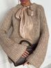 Ladies' Bright Silk Lace Up Knitted Round Neck Sweater Women's Warm and Fashionable Winter Round Neck Pullover 2025