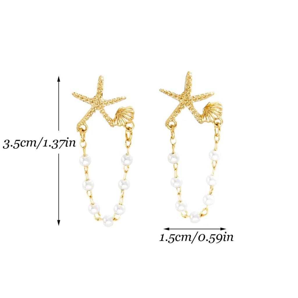 Europäische & Amerikanische Retro Seestern Strand Ohrringe - Leichter Luxus Urlaubsstil Ohrstecker für Frauen