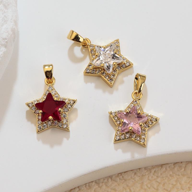 18k Gold-Filled Micro-Paved Zircon Star Pendant DIY Necklace & Earring Materials