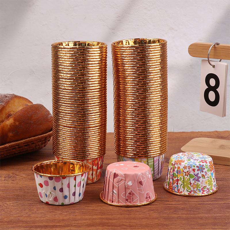 50Pcs/Set Disposable Cupcake Cups Or Lids Disposable Muffin Cups Heat Resistant Glossy Cupcake Liners Diy Baking Supplies