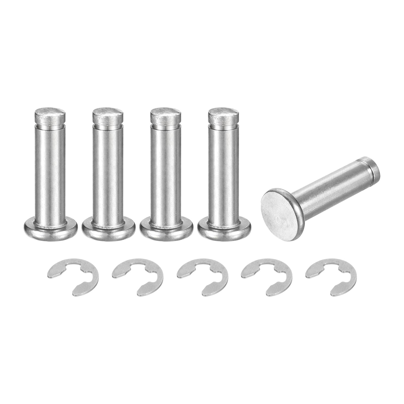 

uxcell 5 Sets M6x22mm 304 Stainless Steel Cylindrical Axis Snap Ring Position Pin Flat срібний
