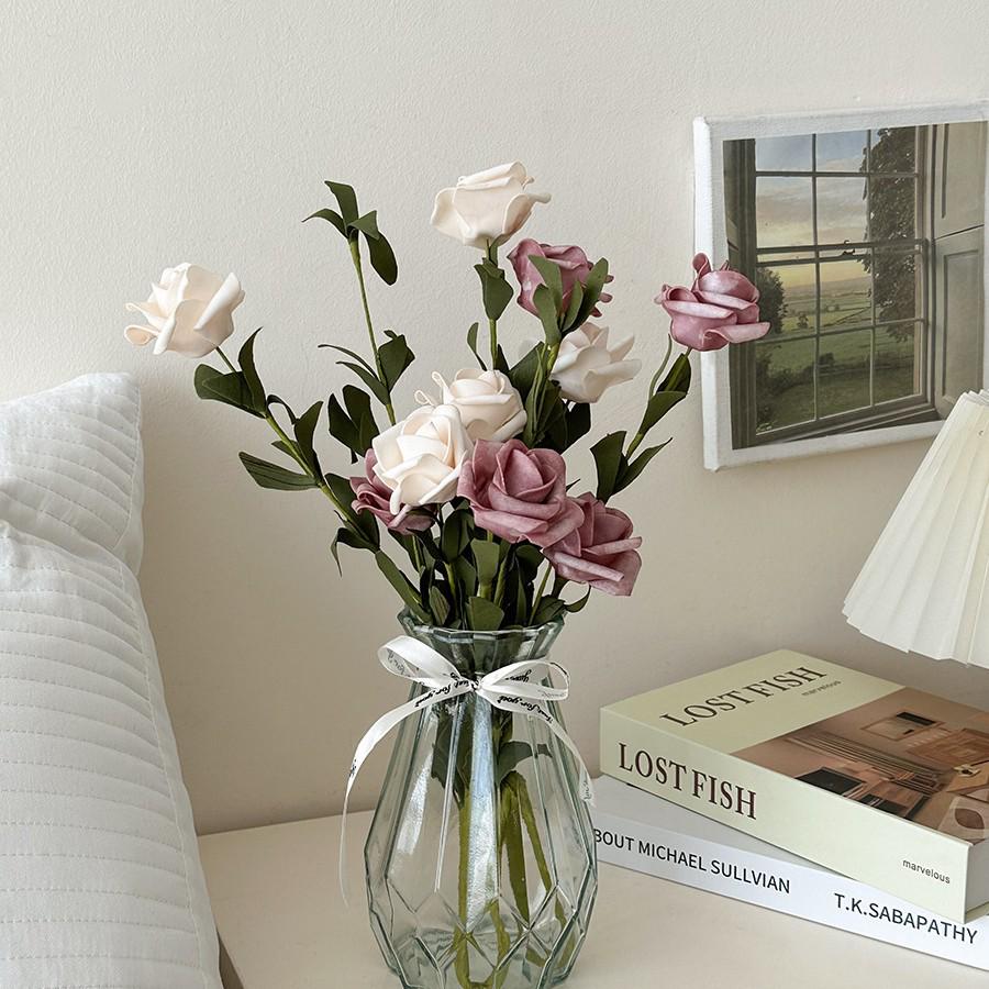 Windflower Hand Bouquet: Retro French Rose Dried Artificial Flowers In Paper Bag for Decoration & Photo Props