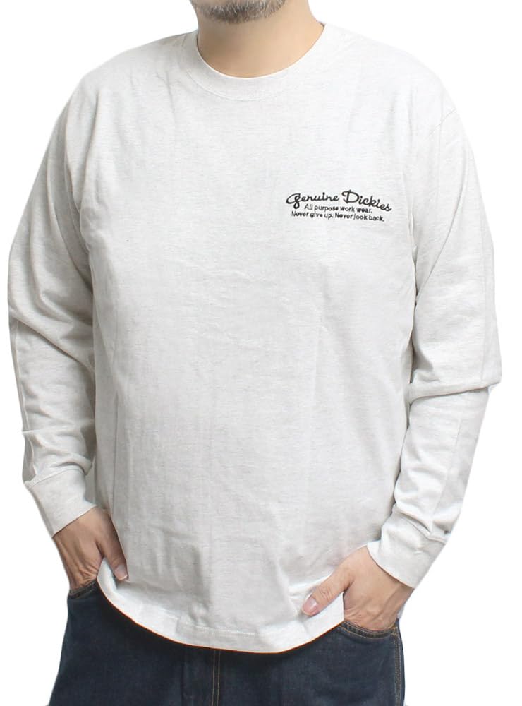 GENUINE DICKIES Men's Long Sleeve T-Shirt, Plus Size, Sleeve Logo, Back Print, Crew Neck, Gray, Size 3L (19)