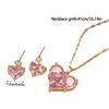 Fashionable Zirconia Heart Flower Earrings Necklace Jewelry Providing Sparkling Brilliance And Comfortable Wear