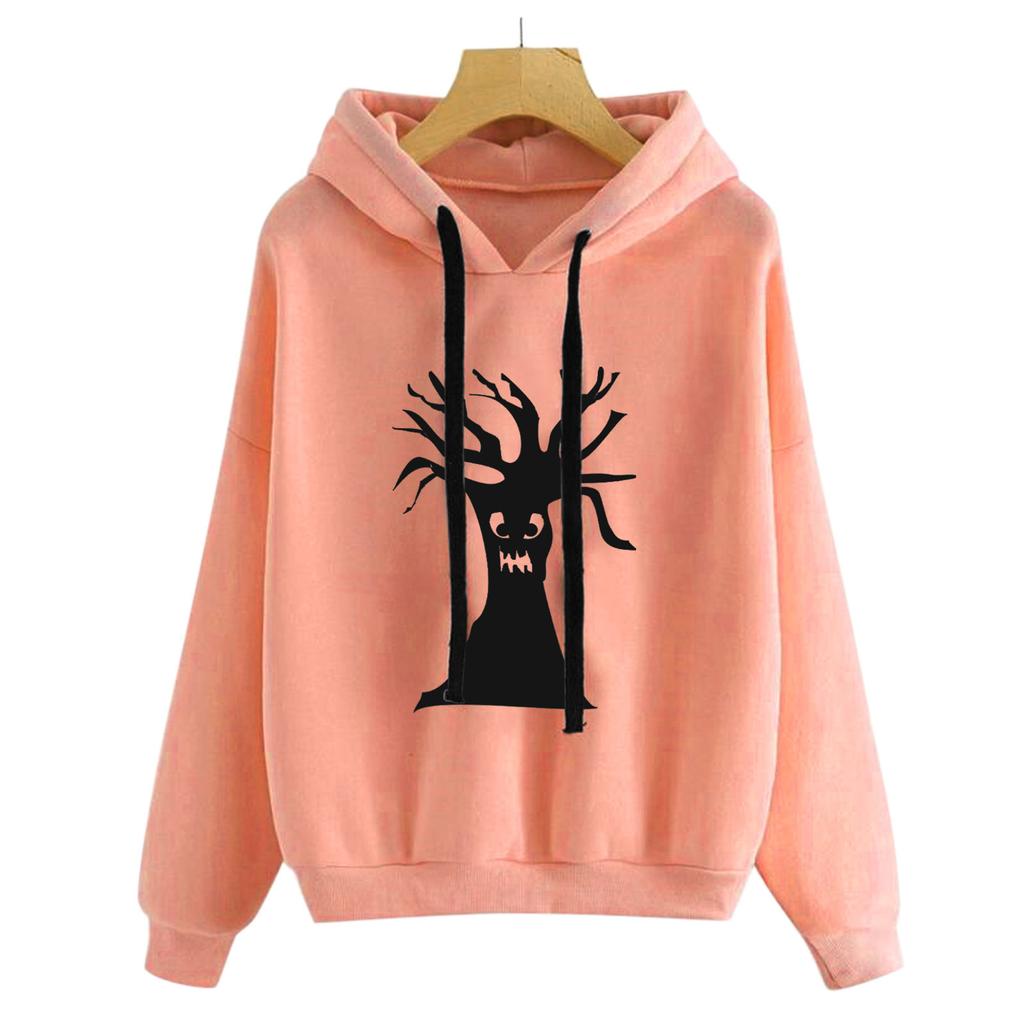 2025 spring and autumn new Halloween European and American pattern printing hooded long-sleeved street sweater woman