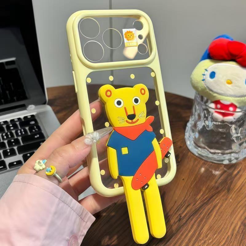 Cute bracket second change apple 11promax mobile phone case suitable for iphone11 transparent case dopamine hard case