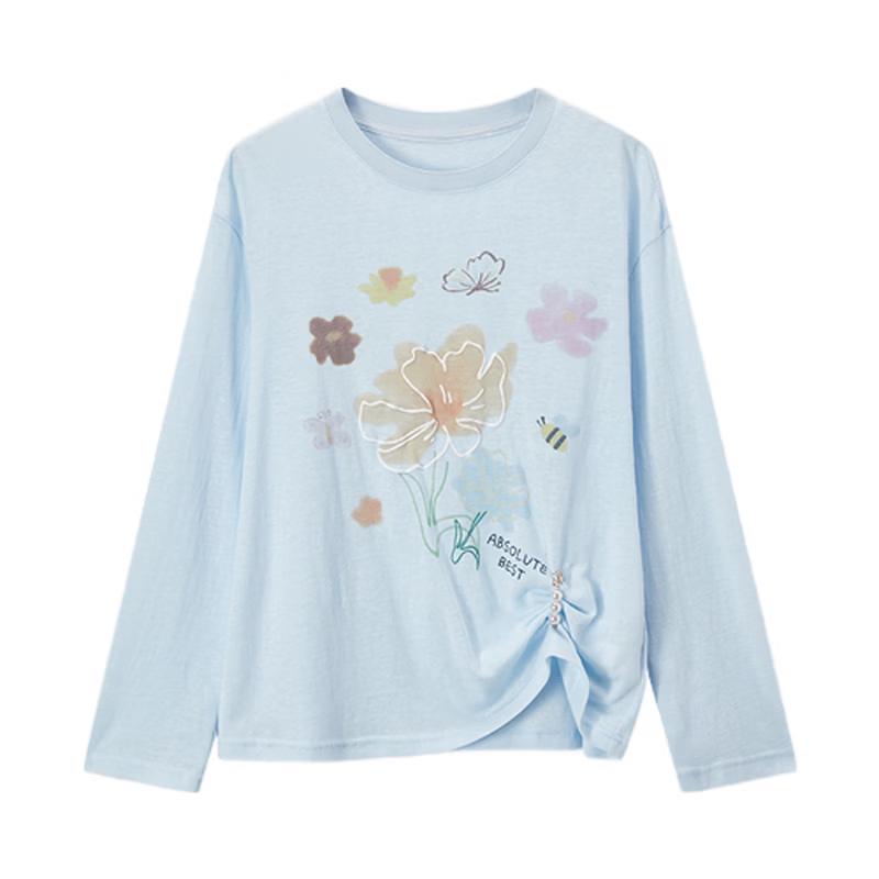 Xiangying Women s Tie-Dye Print Linen Blend Long Sleeve T-Shirt XL