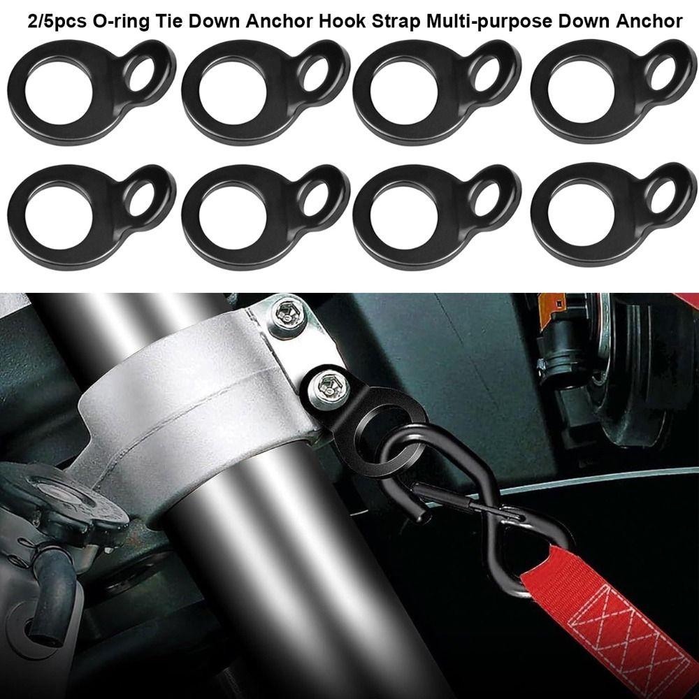 2/5pcs New Multi-purpose O-ring Tie Down Buckle With Hook Black Down Anchor Anchor Hook Strap For Vehicle Truck Bicycle