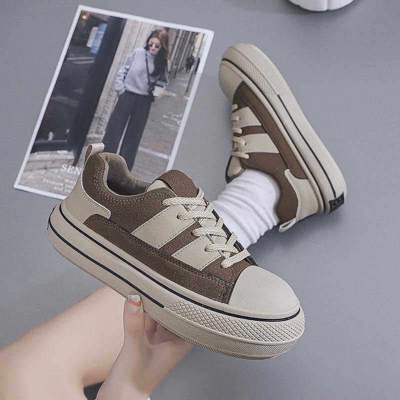 Spring and autumn new female students versatile canvas shoes ins fashion muffin casual thick baseplate shoes