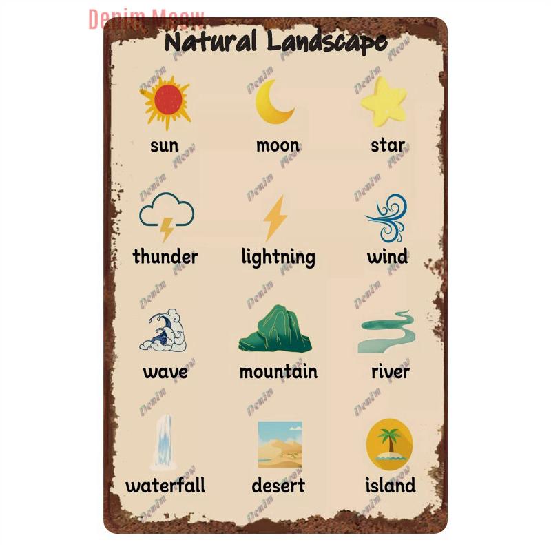 Funny Plants Metal Tin Sign Vintage English Flowers Retro Fruits Butterflys Animals Wall Poster Home Plates WY