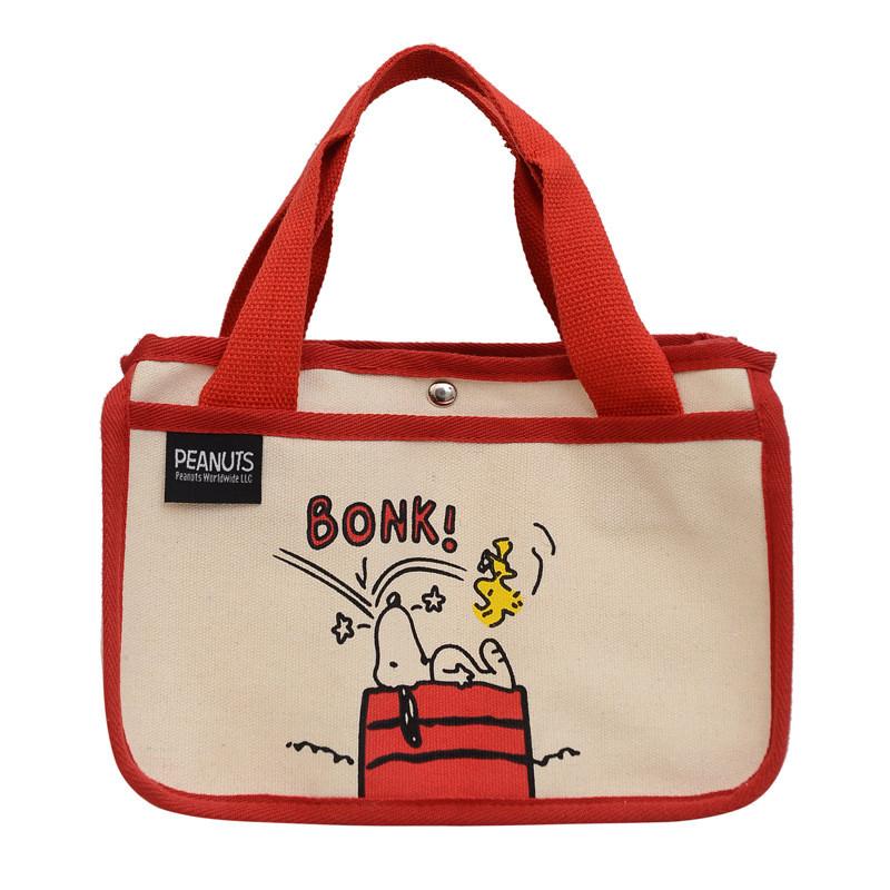 Peanuts Snoopy Canvas Lunch Bag Large Capacity Multifunction Tote Handbag For Daily Use красный