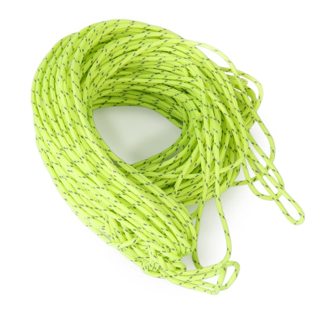 1.8MM Grønt Fluorescerende Reflekterende Bardunsnor Teltline Bardun Campingline Paracord