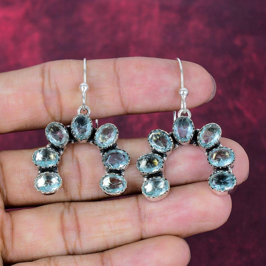 Aqua Apatite Jewelry, Gemstone Handmade 925 Sterling Silver Jewelry Earring, Love Forever Gift