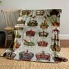 Vintage Crown Pattern Blanket Bedroom Blanket for Livingroom Couch Lunch Break Soft Throw for Friend's Festival Gift
