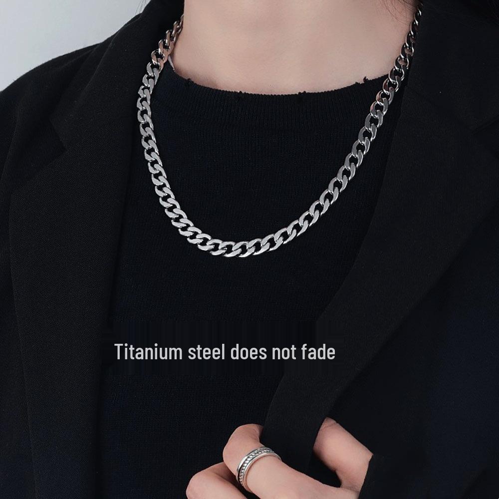 Collier Chaîne Cubaine en Acier Inoxydable - Acier Titane, Ne se décolore pas, Design Unisexe.