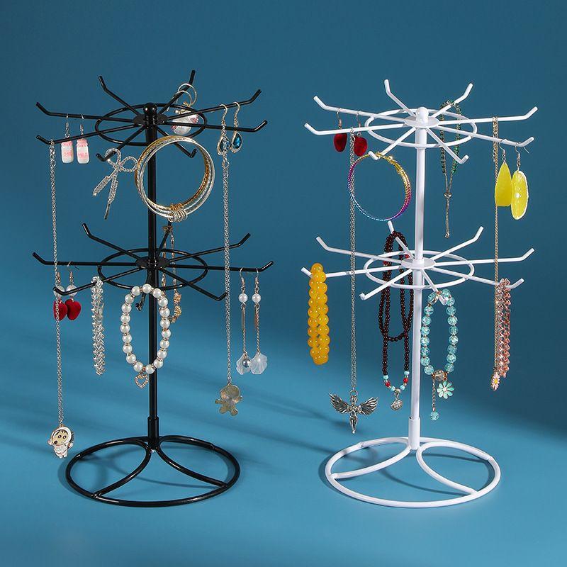 2-Tier Iron Jewelry Display Rack: Necklace Bracelet Hanging Organizer for Hand Chains & Hair Accessories Earrings Storage Stand for Jewelry