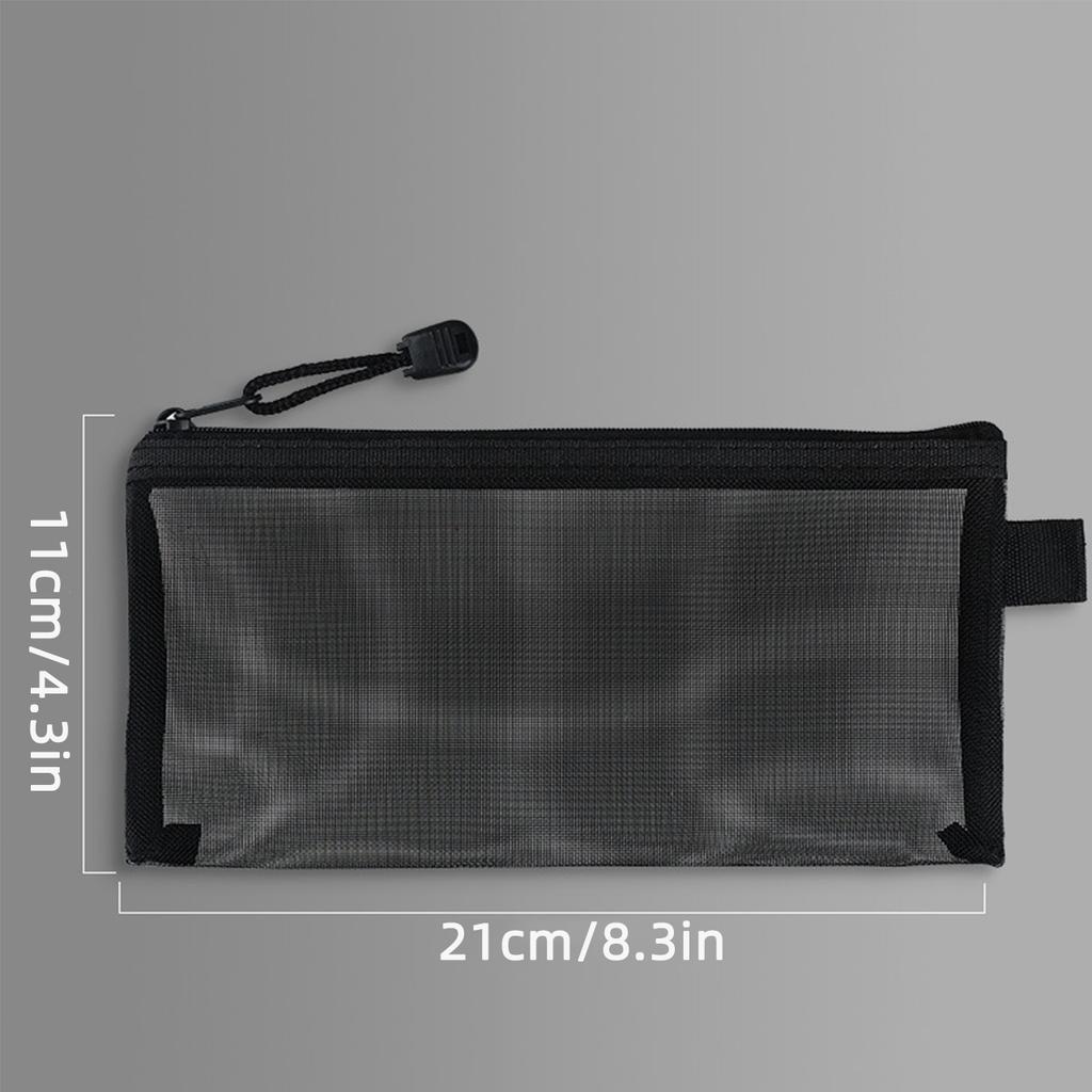 Transparent Mesh Stationery Bag Nylon Zip Pencil Case Large Capacity Storage Bag Travel Back-to-School Office School Supplies
