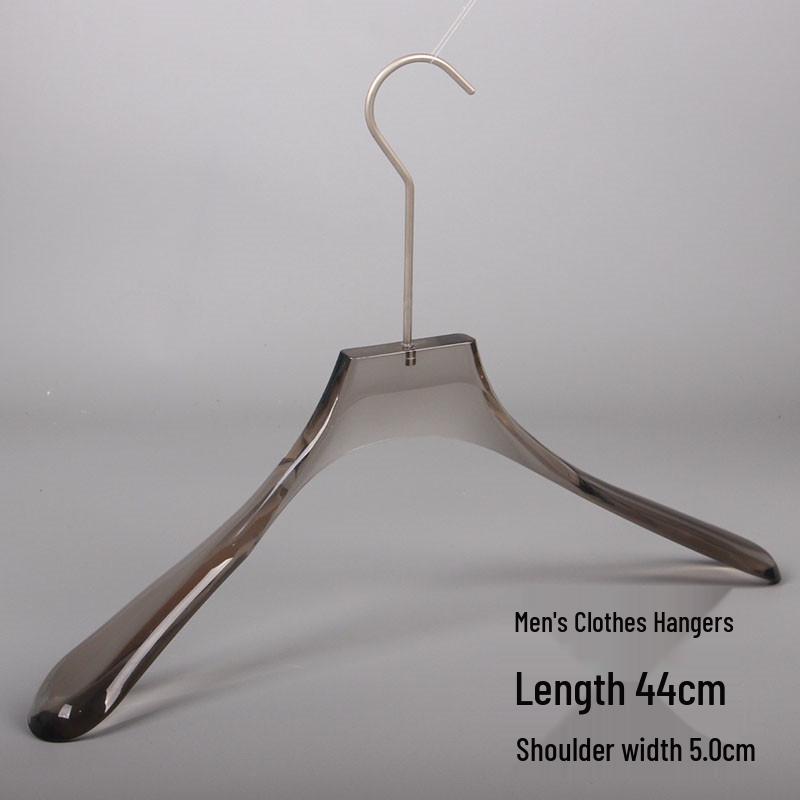 Smoky Gray Transparent Acrylic Men's Clothing Hanger with Custom Store Logo for Pants