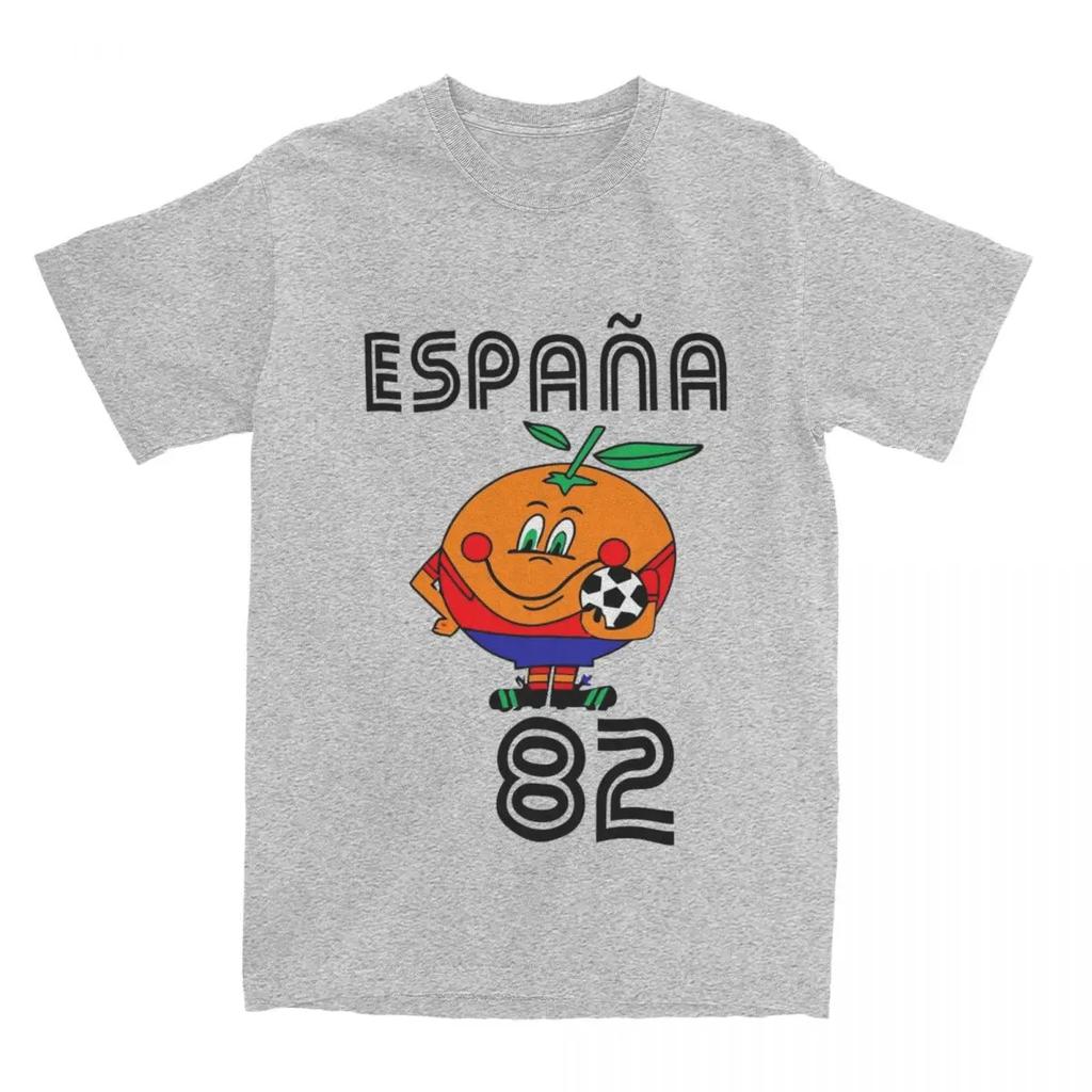 SpringSummer New Mens and Womens 82 Spanish Mascot 1982 Football Printed Cotton Tshirt Casual Short Sleeve Round Neck Tshirt