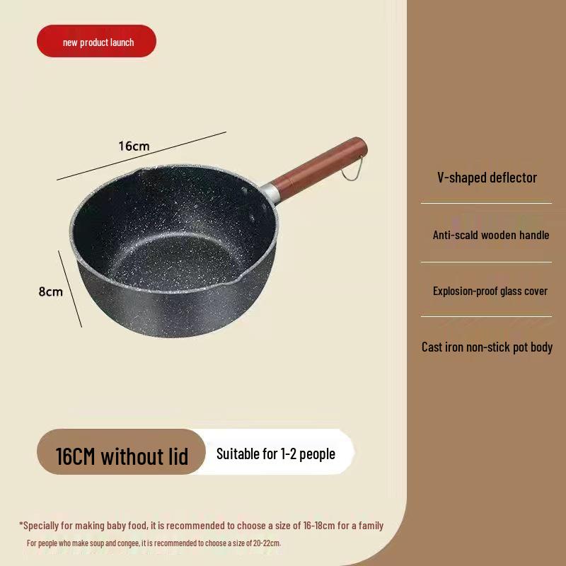 Yukihira Non-Stick Stone Pot: Single-Serve Instant Noodle & Milk Cooking Pot