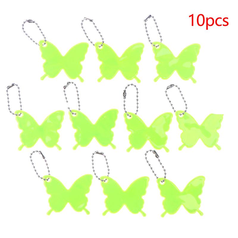 

10 шт. Светоотражающий брелок-подвеска Бабочка Звезда Подвеска для рюкзака Ночной предупреждающий знак Светоотражающее кольцо для ключей с двухсторонней печатью Butterfly