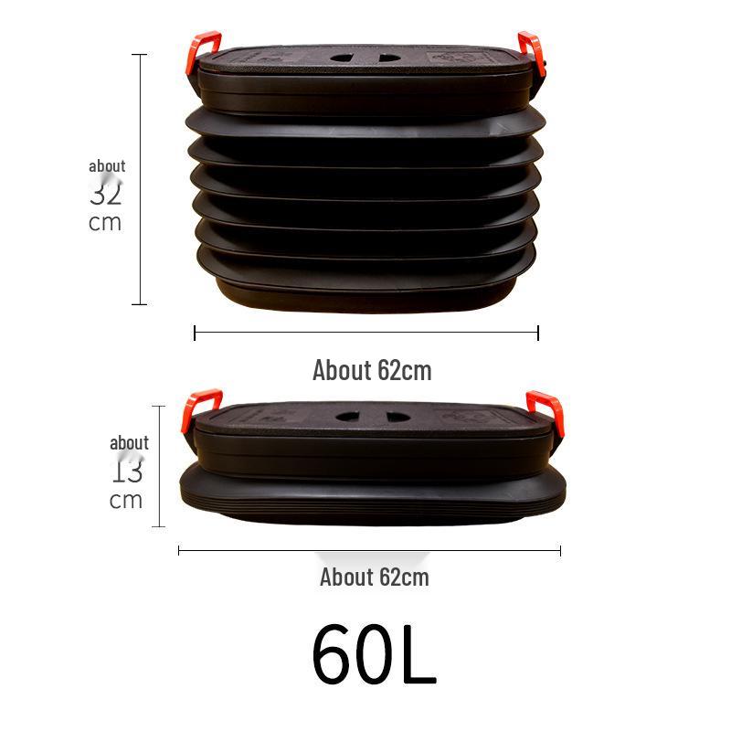 

60L Black Telescopic Folding Car Trunk Organizer with Lid