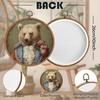 BCUANGD Vintage Animal Round Wall Art Decor - Retro Bear Neutral Wall Art Canvas Frame Artwork Prints, Rustic Moody Country Round Wall Hanging