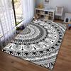 Mandala Pattern Black and White Rug Non-slip rug suitable for living room and bedroom sofas
