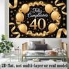 Golden 40th Birthday Banner, Photo Background Wall Decor for Party