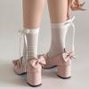 White French round head thick high heel shallow mouth single shoes women's summer 2025 new skirt height-increasing ballet Mary Jane shoes