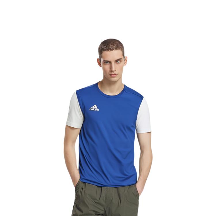 adidas T Shirts Men's Blue White Crew Neck Moderate Straight Fit DP3231